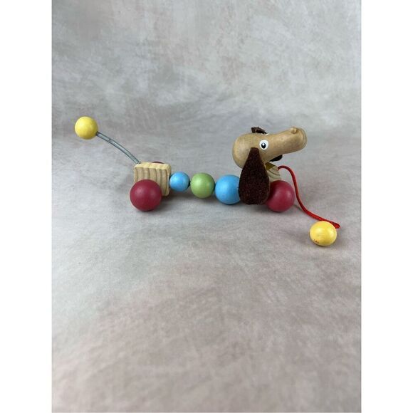Montessori Dachshund Dog LORENZ Pull Toy Wooden Germany Dog With Felt Ears and S - Picture 1 of 3